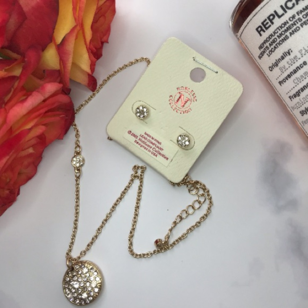 Gold Necklace and Earrings Set